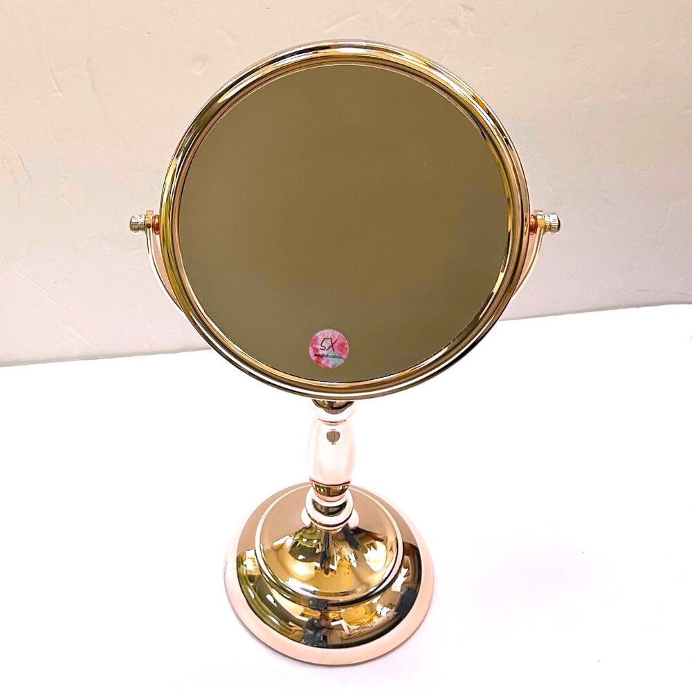 Rose Gold Tabletop Rotation  Magnifying Makeup Shaving Mirror